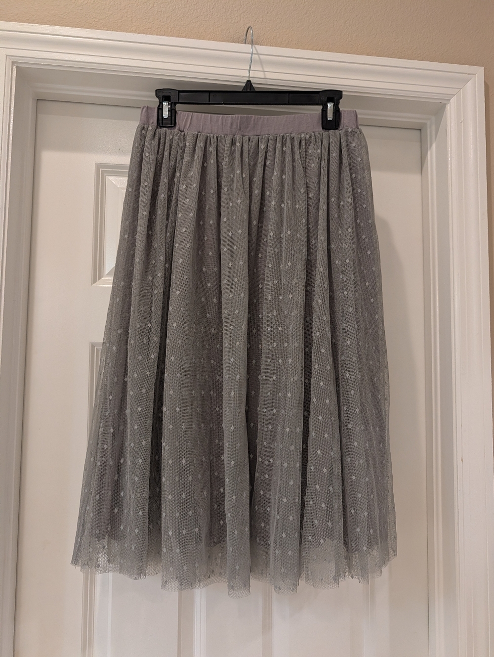Garnet Hill Gray Tulle Midi Skirt Size Small